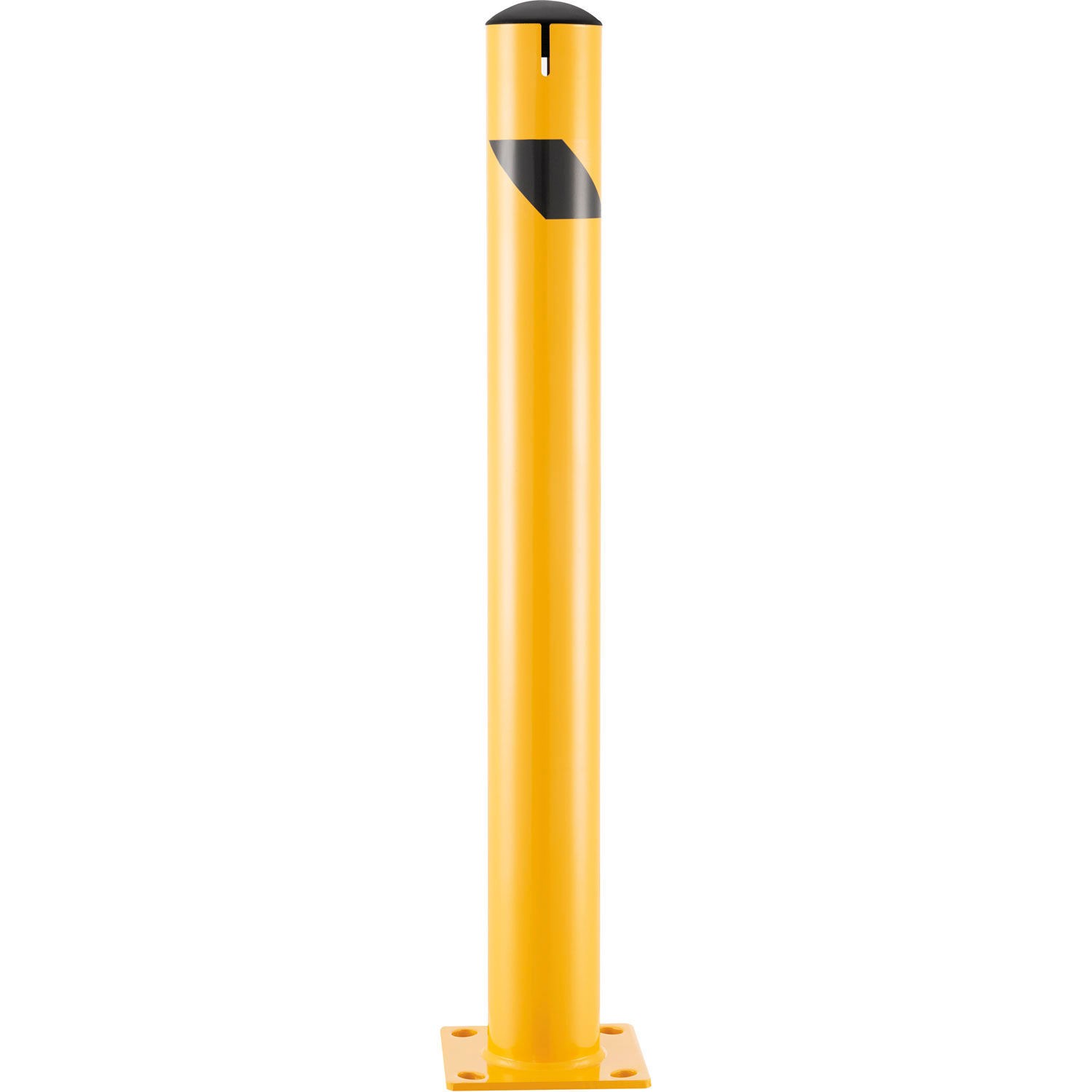 Global Industrial Steel Bollard w/Chain Slots  Removable Cap 4-1/2"Dia. x 42"H