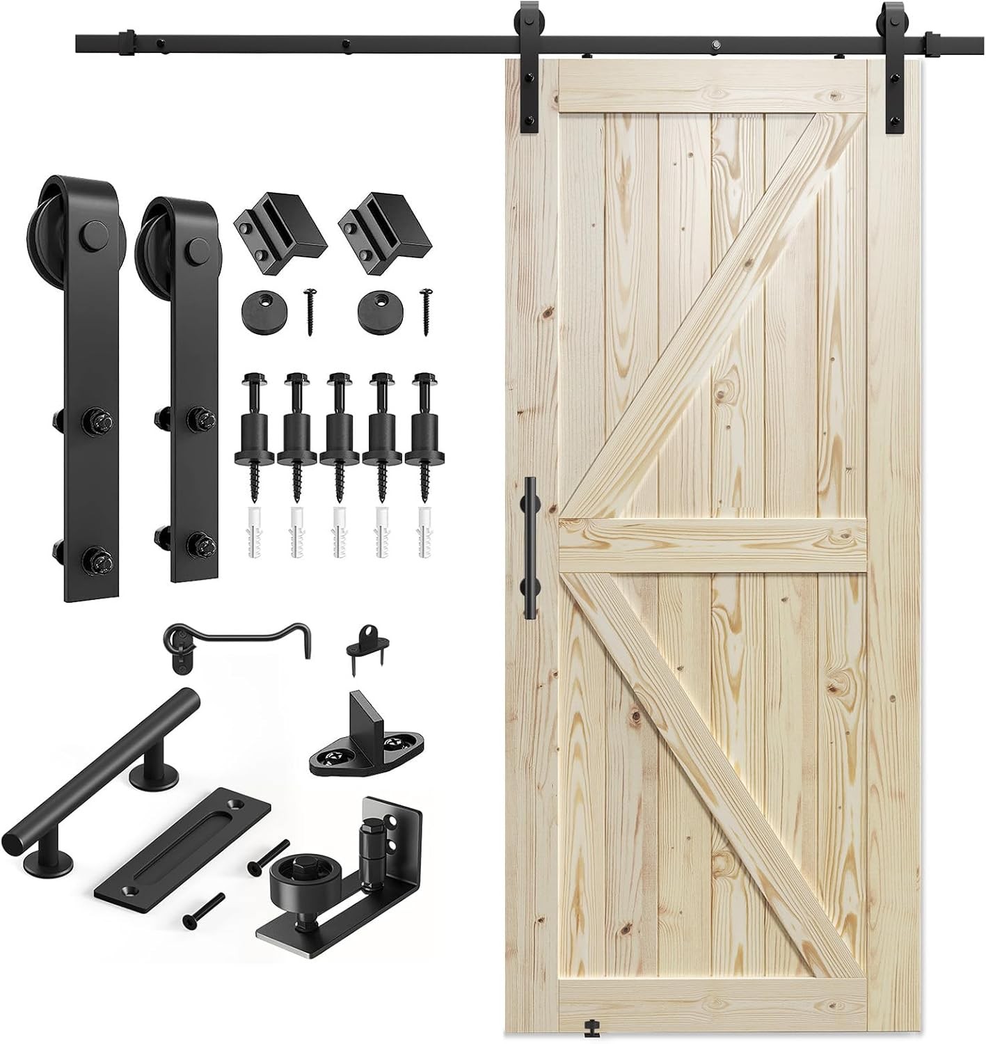 SMARTSTANDARD 42in x 84in Sliding Barn Door with 7ft Barn Door Hardware Kit