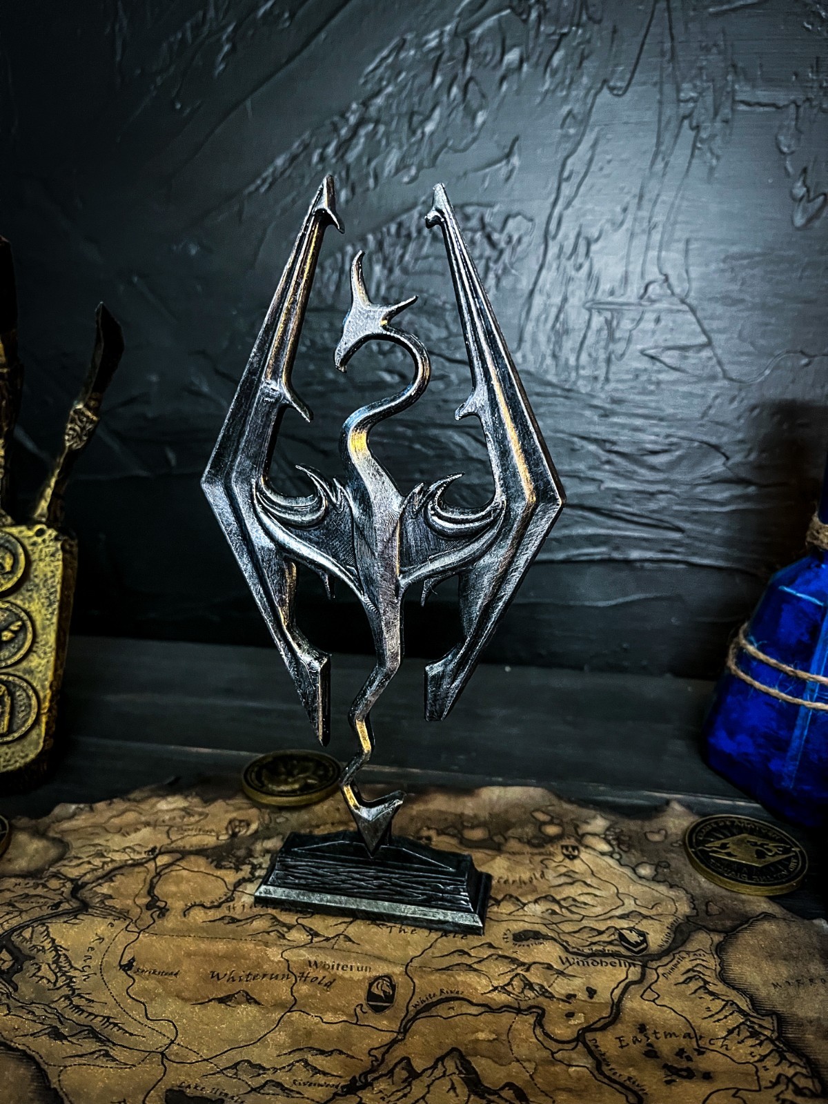 Skyrim Logo, The Elder Scrolls Dragon Emblem, Desk Decor, Gamer Gift Idea