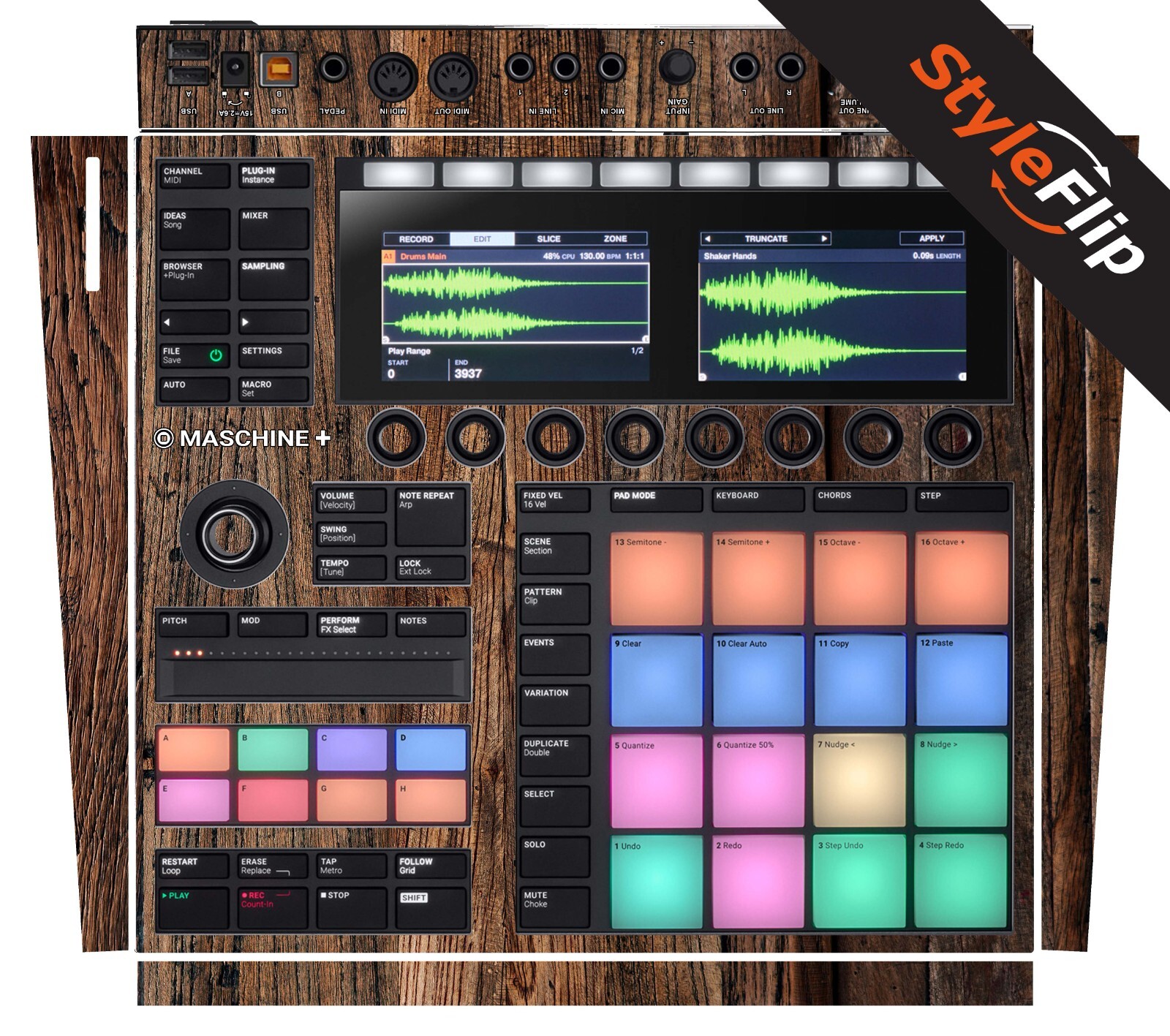 Native Instruments Maschine Plus | Wood 3 | Protective Decal | Syleflip