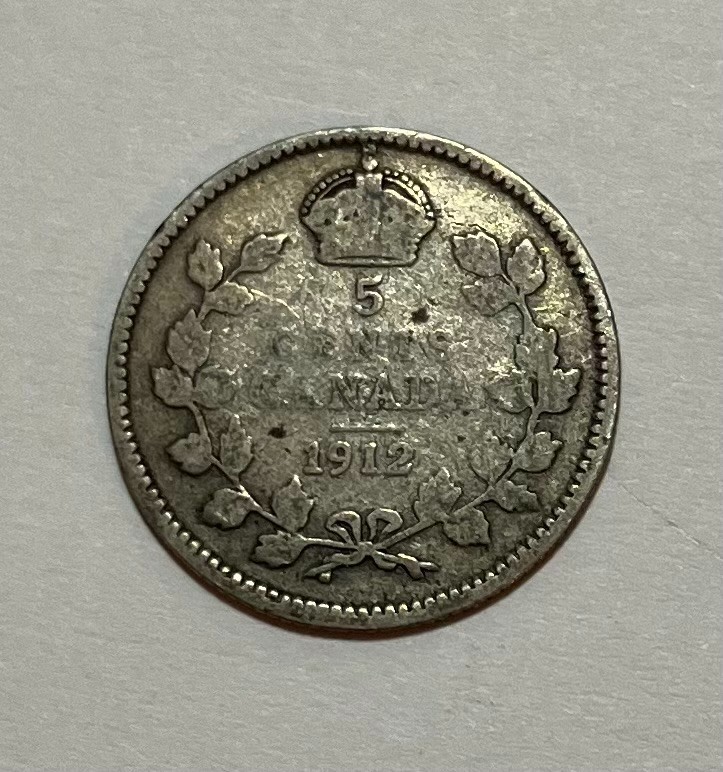 1912 Canada Silver 5 Cents