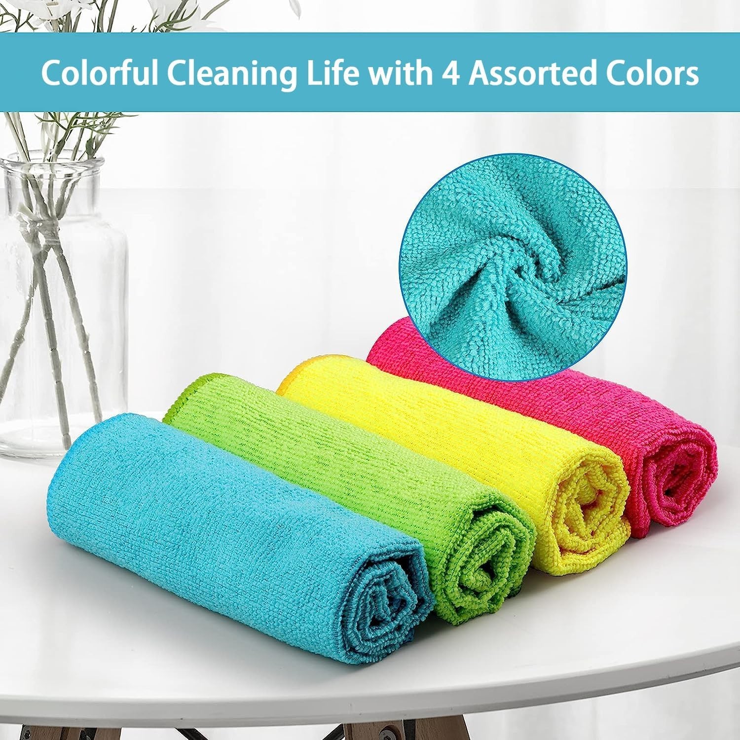 12 Pack Eco-Friendly Microfiber Cleaning Cloths, Streak-Free & Soft - 11.5"