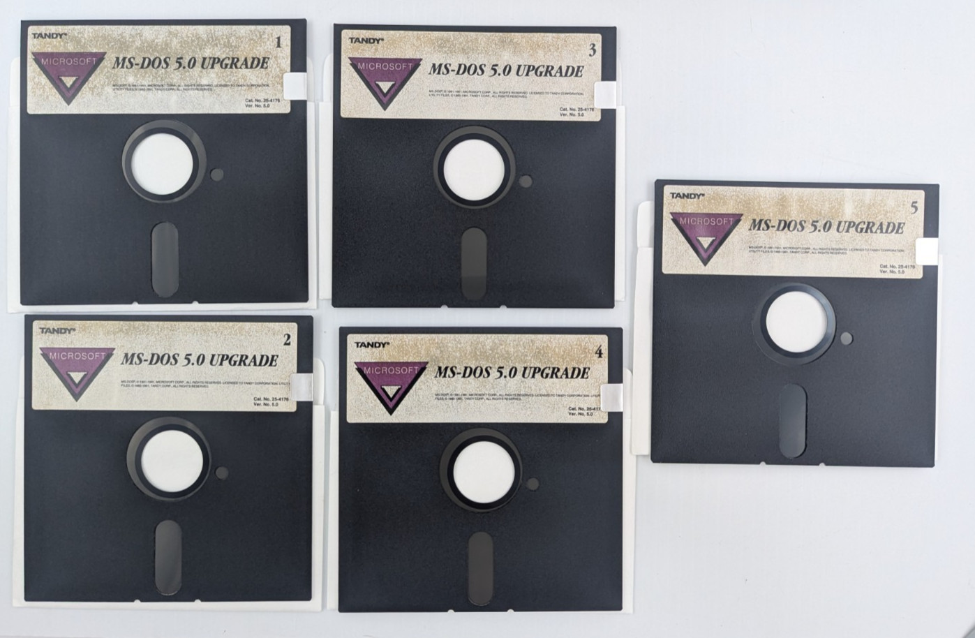 Microsoft MS-DOS 5.0 Tandy Upgrade Boxed Software Set 5.25" Floppy Disks Only