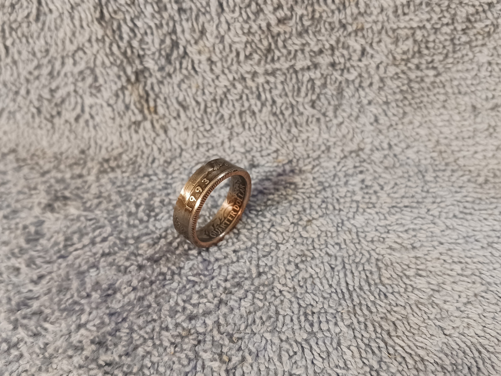 1993  Washington Quarters, Handmade Coin Ring, Size 7- 1/2  clad (A)