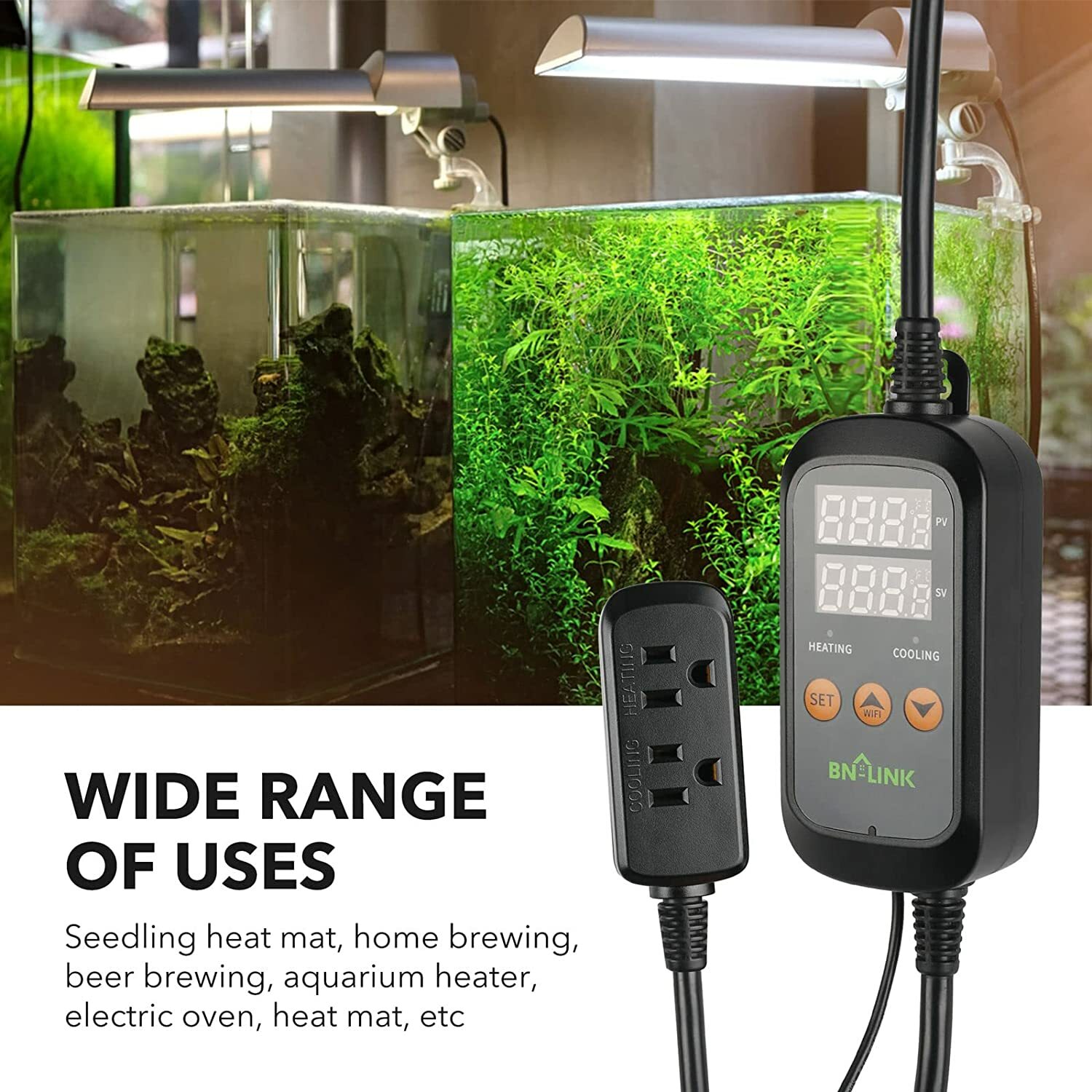 BN-LINK Smart WiFi Digital Temperature Controller Heating Cooling Dual Output