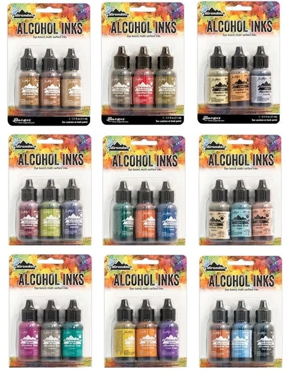 CLEARANCE! Tim Holtz Ranger ALCOHOL Ink Sets Three 1/2 oz bottles CHOICE Colors