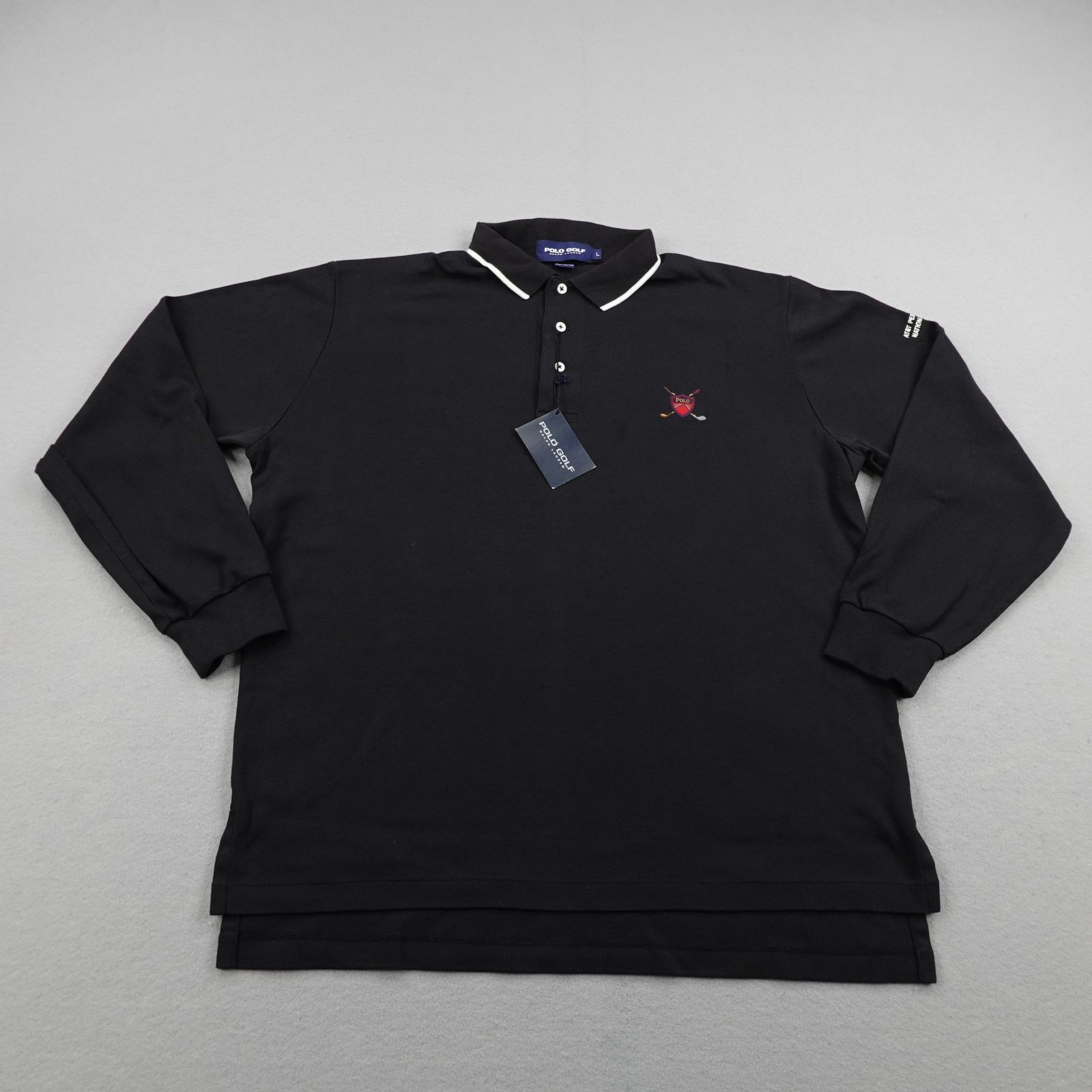Vintage Ralph Lauren Shirt Mens Large Polo Golf Black Pebble Beach National NEW