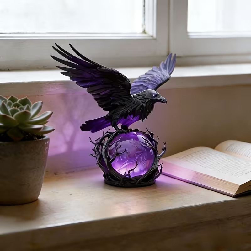 Gothic Night Light Glowing Orb Lamp Intricate Detailing Mysterious Aesthetic