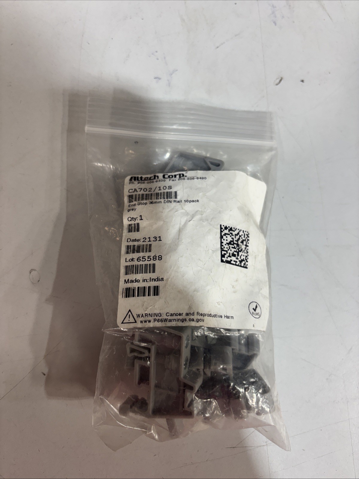 End Stop 36 mm DIN Rail 10 Pack