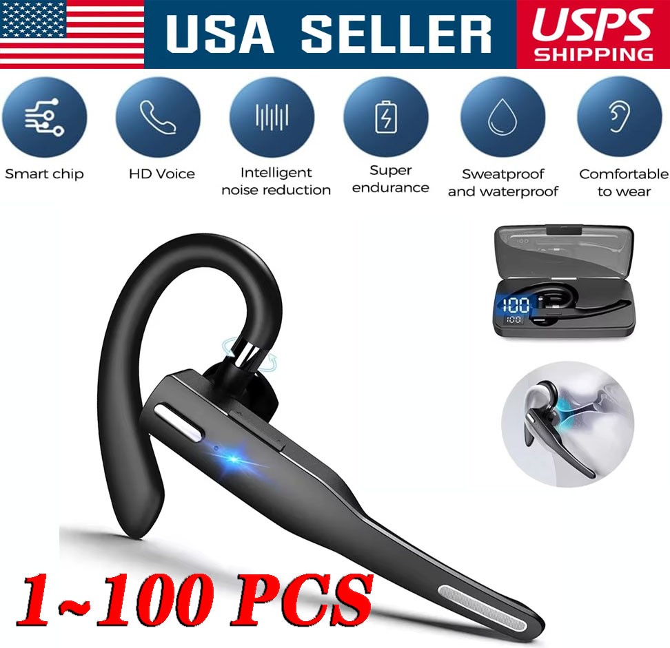 Trucker Wireless Bluetooth 5.1 Earpiece Headset Mic Earbud Noise Cancelling Lot