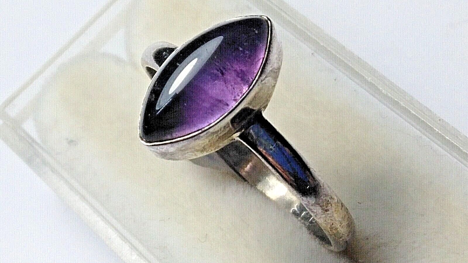 CUTE NATURAL AMETHYST  IN STERLING SILVER.925 RING SIZE 9.25-9.5!