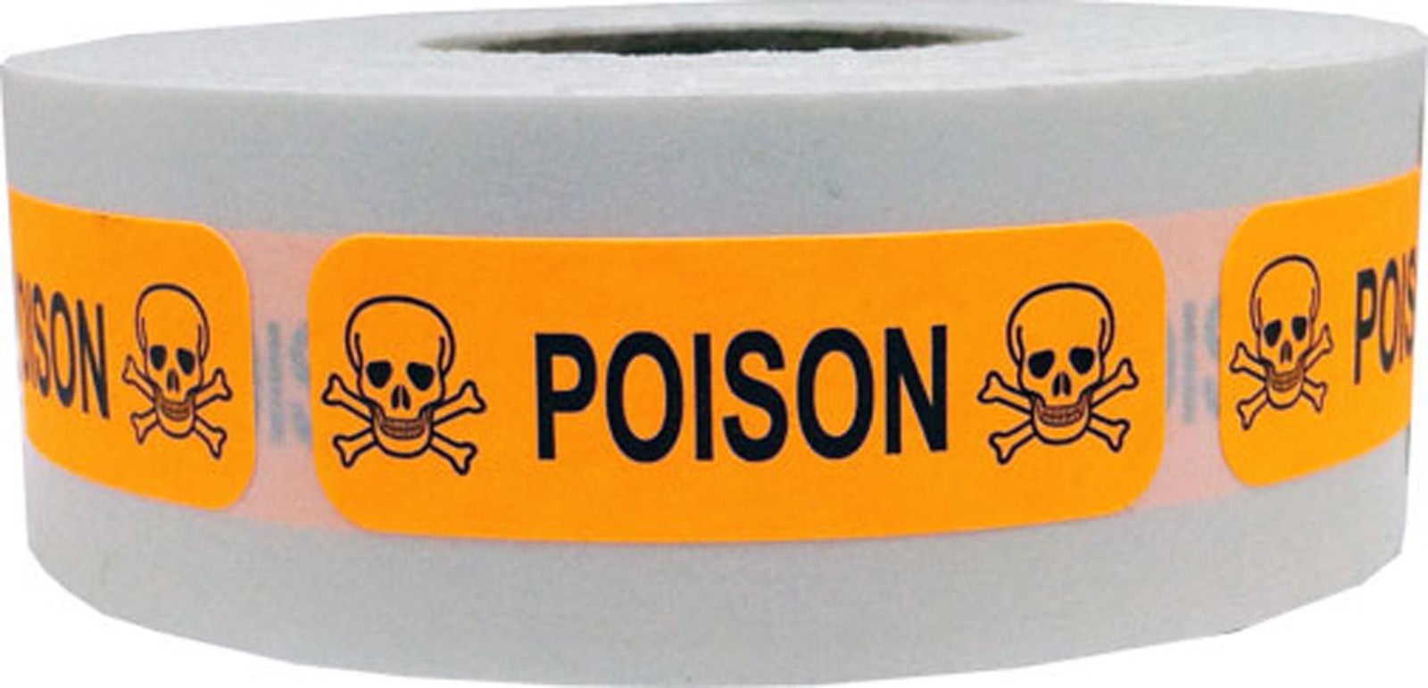 Fluorescent Orange "POISON" Labels | 0.5 x 1.5" Inches Wide | 500 Pack