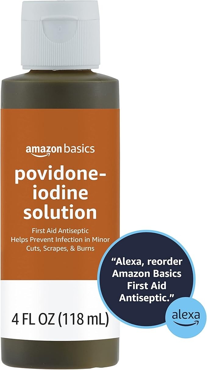 Amazon Basics First Aid Povidone Iodine Solution 4oz - 1 Pack