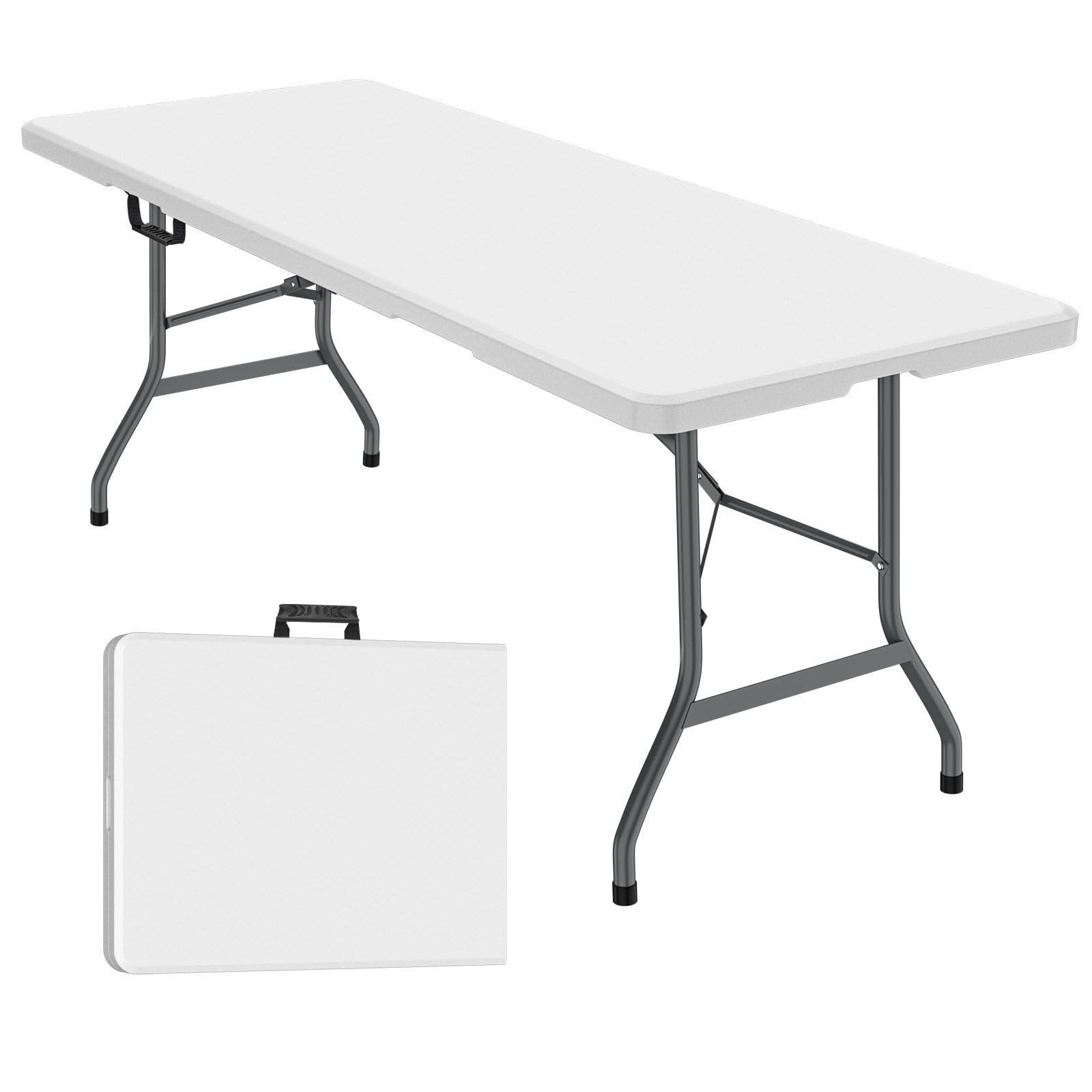 WHITE - GENERIC 6 FT FOLDING TABLE FOLDABLE DINING LIGHTWEIGHT FW2402