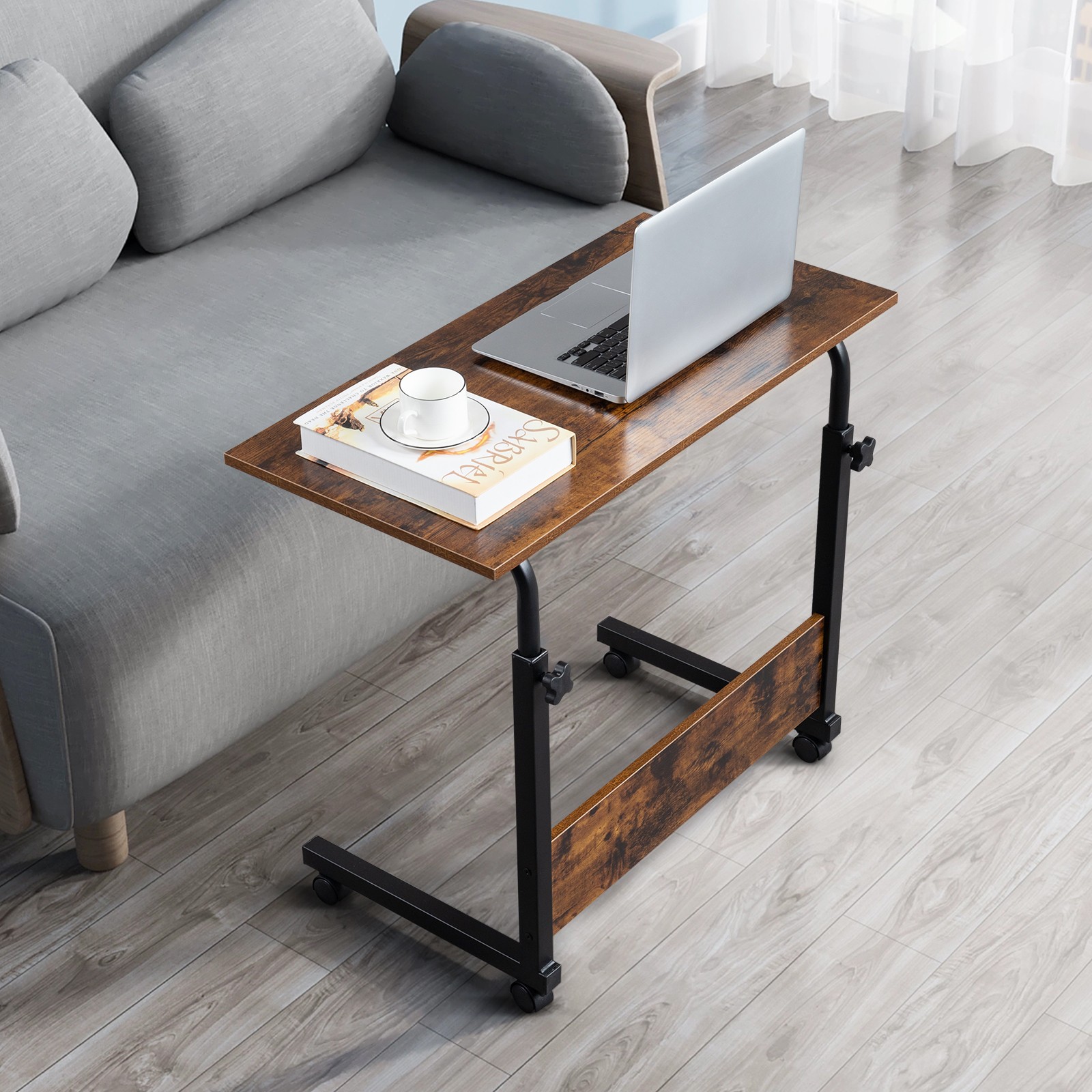 Height Adjustable Mobile Table Side Table Workstation Laptop Overbed Multi Table