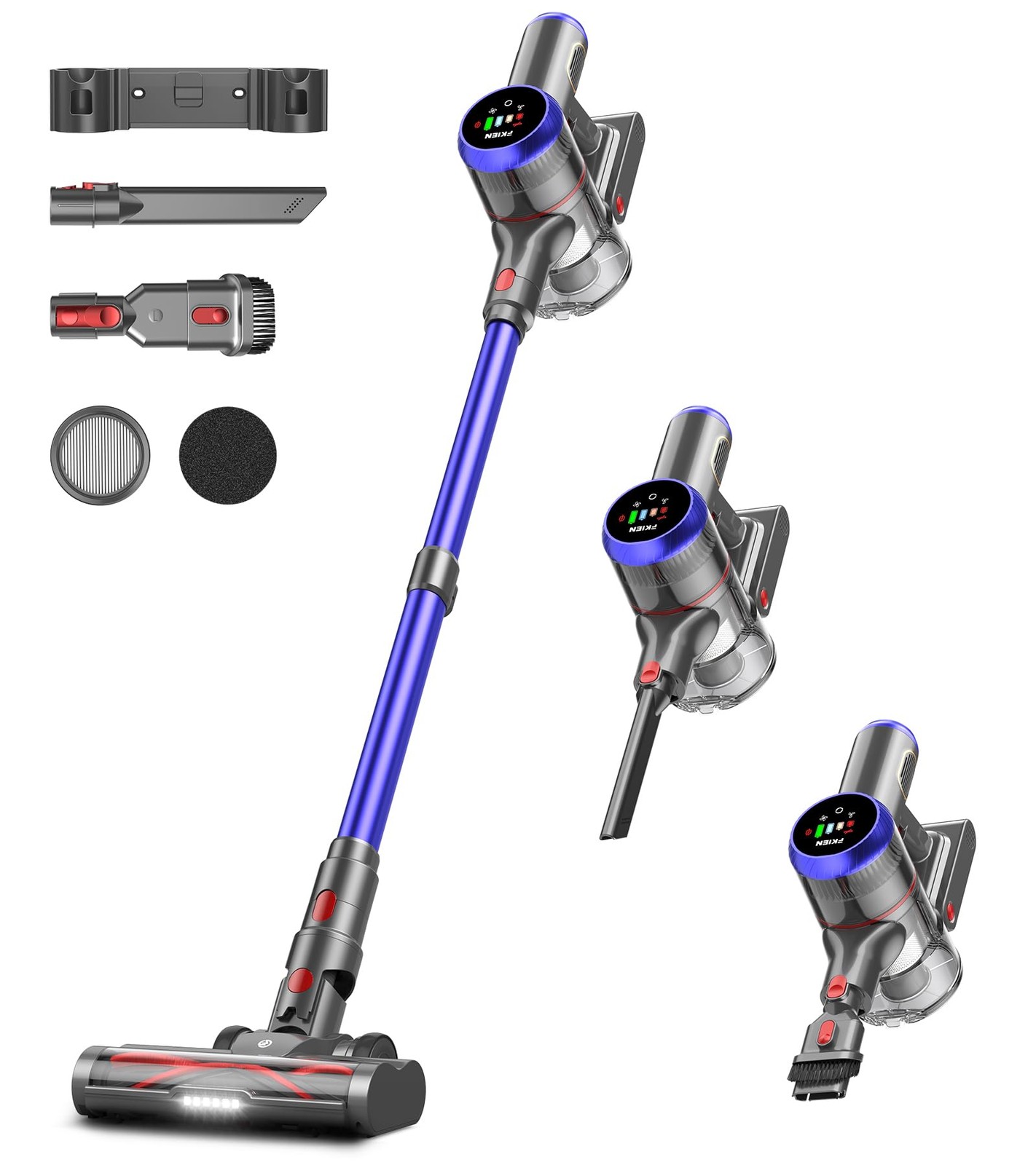 Cordless Vacuum Cleaner, 550W 45kPa 65Mins Vacuum Cleaners for Home with LED ...