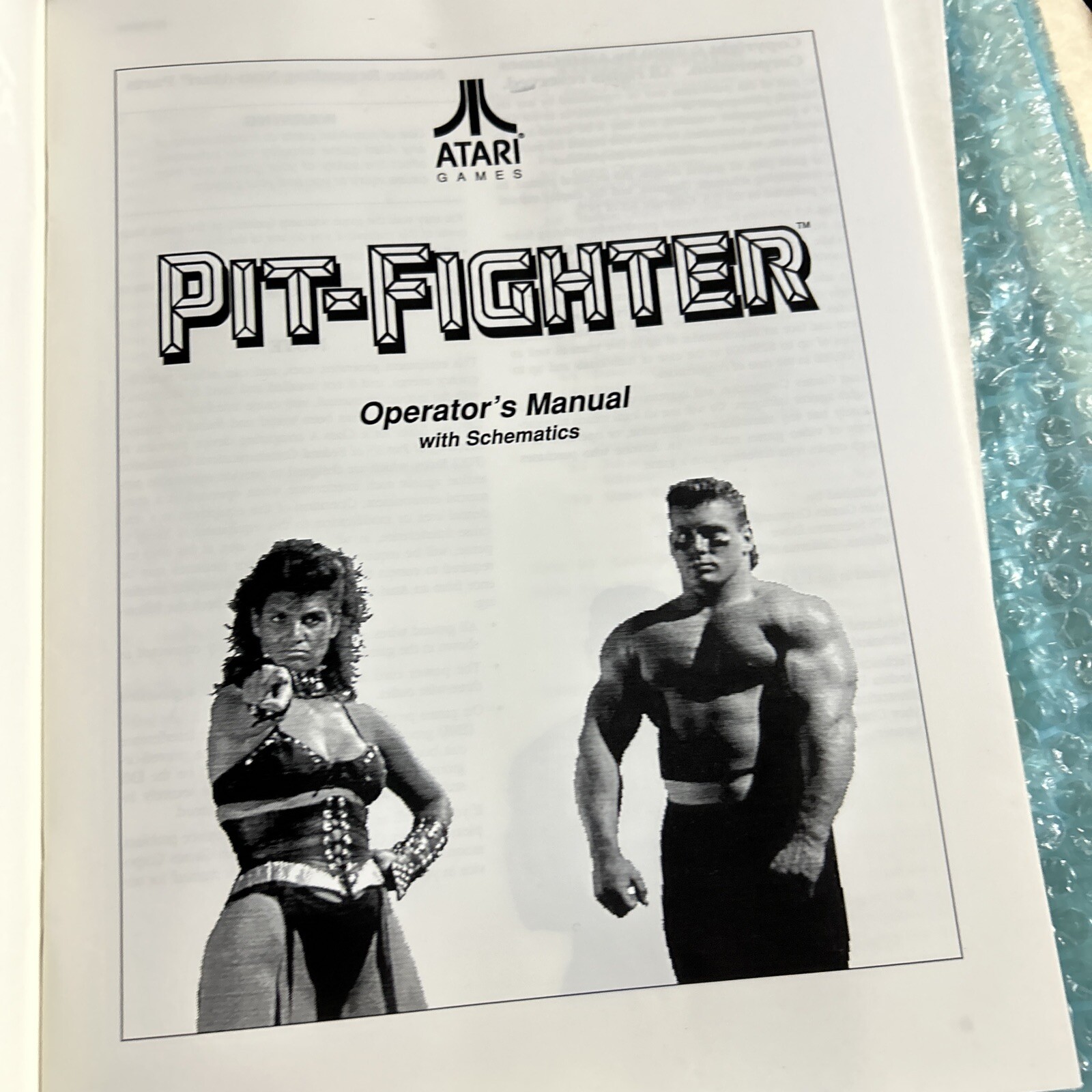 1st print PIT FIGHTER PITFIGHTER with schematics atari arcade video game manual