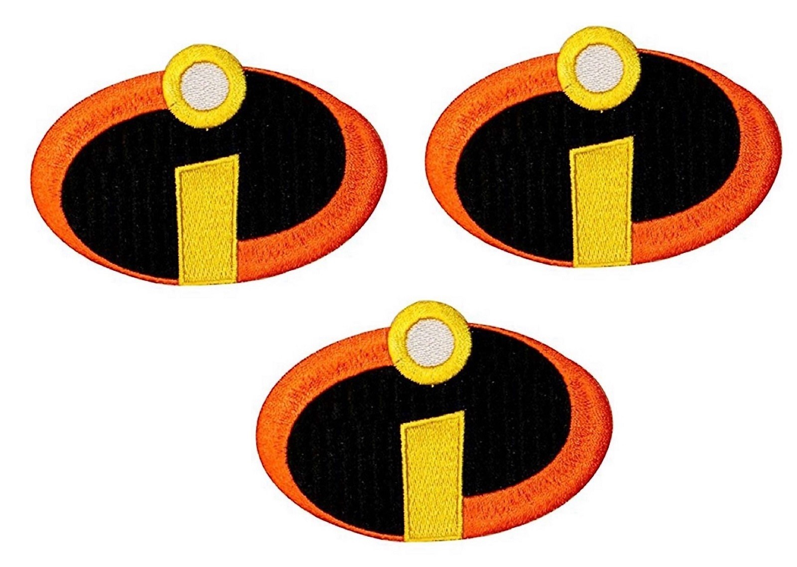The Incredibles Logo 3" Wide Embroidered Iron on SET of 3 PATCHES