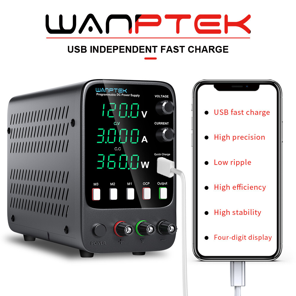 DC 0~120V 3A Adjustable Lab Bench Power Supply Regulate Variable Encode Memories