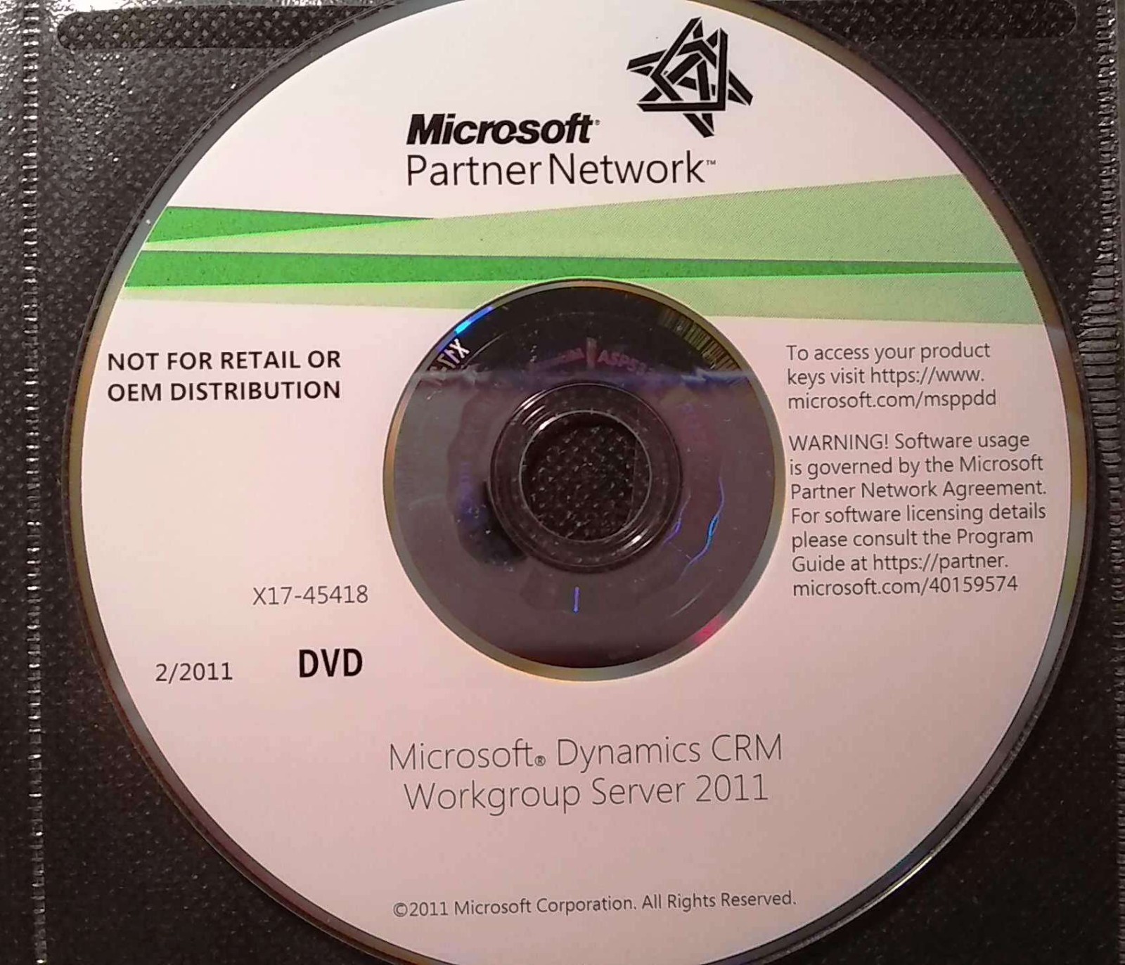 Microsoft Dynamics CRM Workgroup Server 2011 w/ Key &10 Client Access Licenses