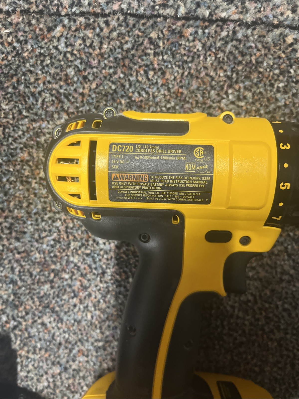 DEWALT DC720 Cordless Drill Driver 1/2" 18V Tool