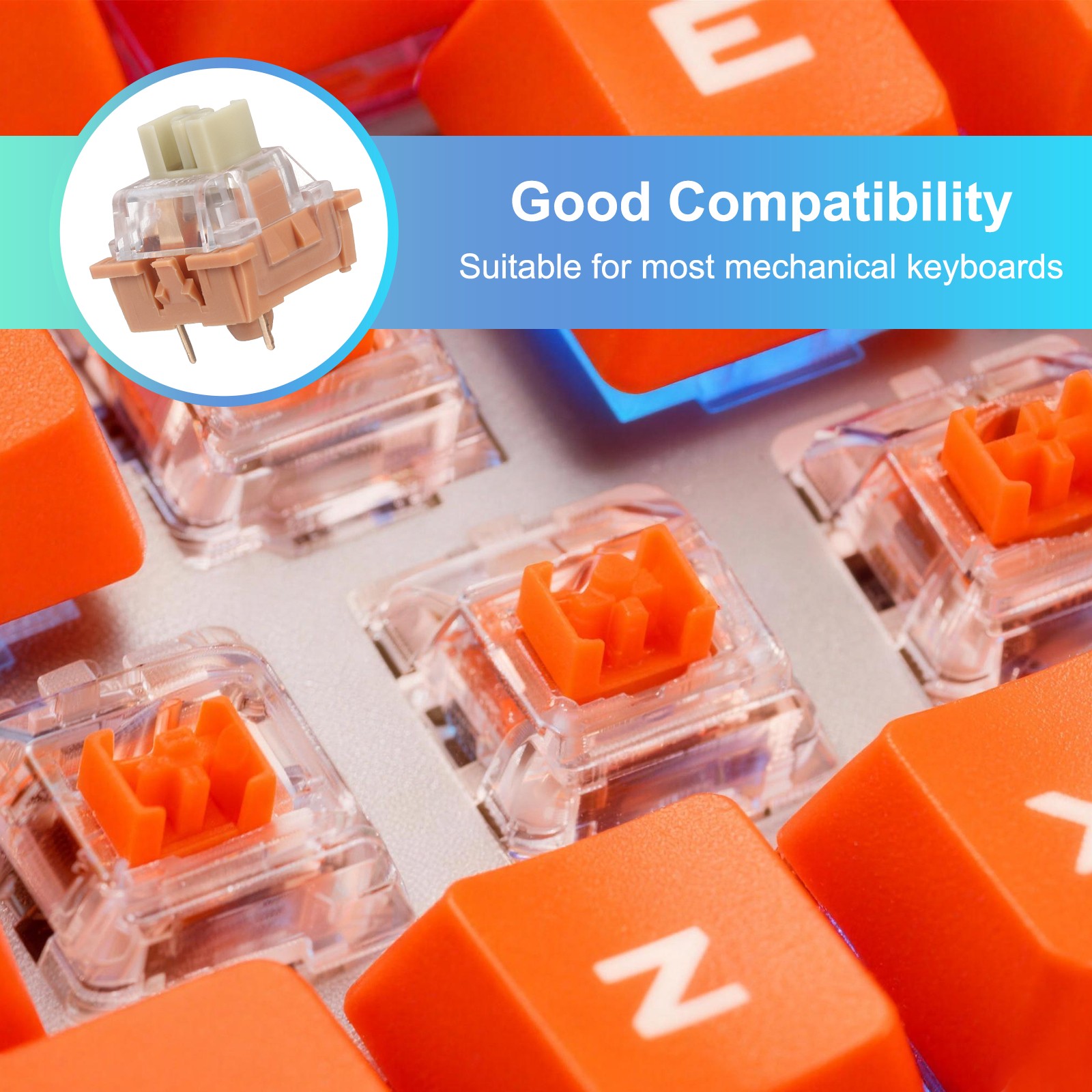 10pcs Light Brown Keyboard Switch 3-Pin 70gf Linear Keyboard Switch Replacement