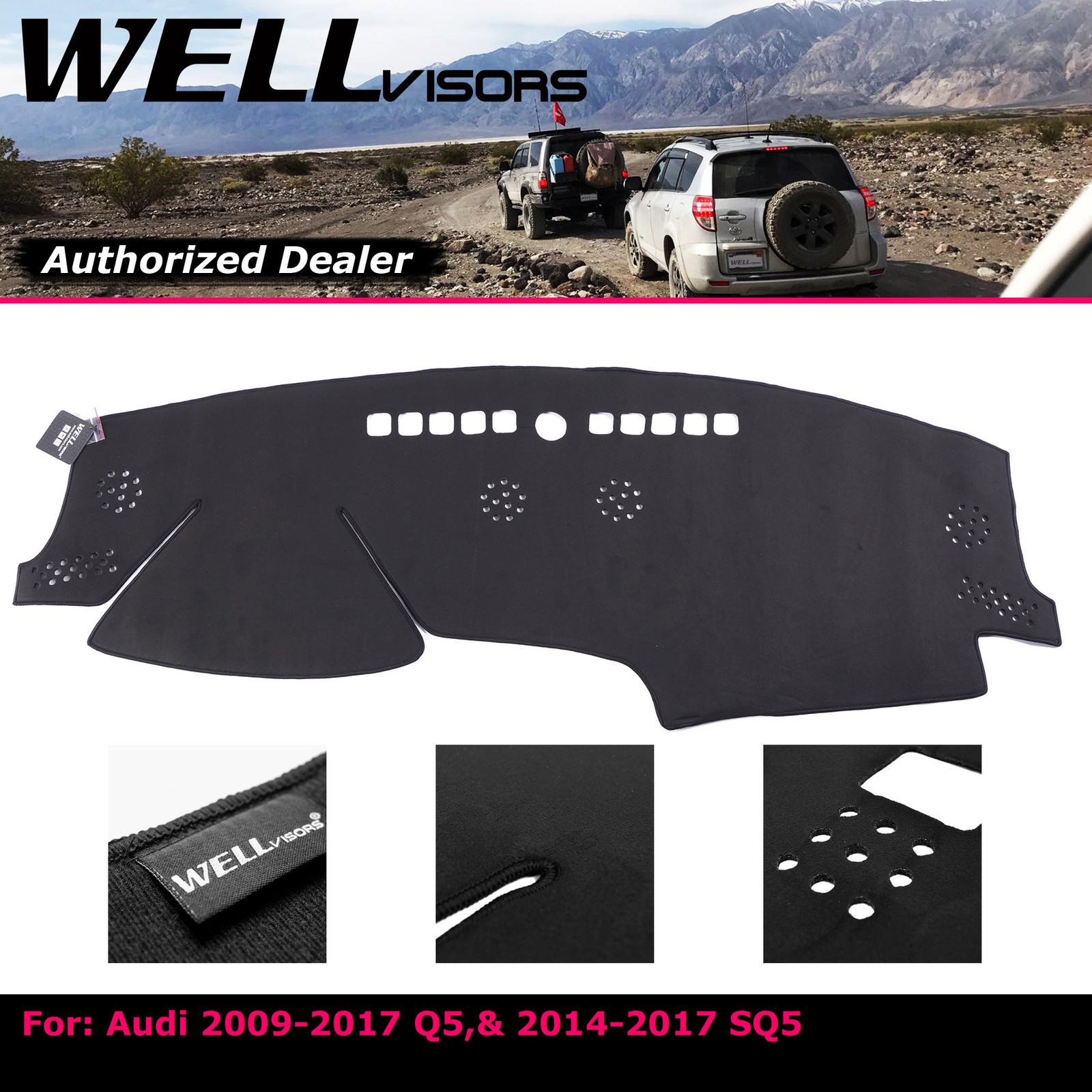 Suede Dash Mat For Audi Q5 SQ5 2009-2017 WELLvisors 3-777AU013 Dashboard Cover