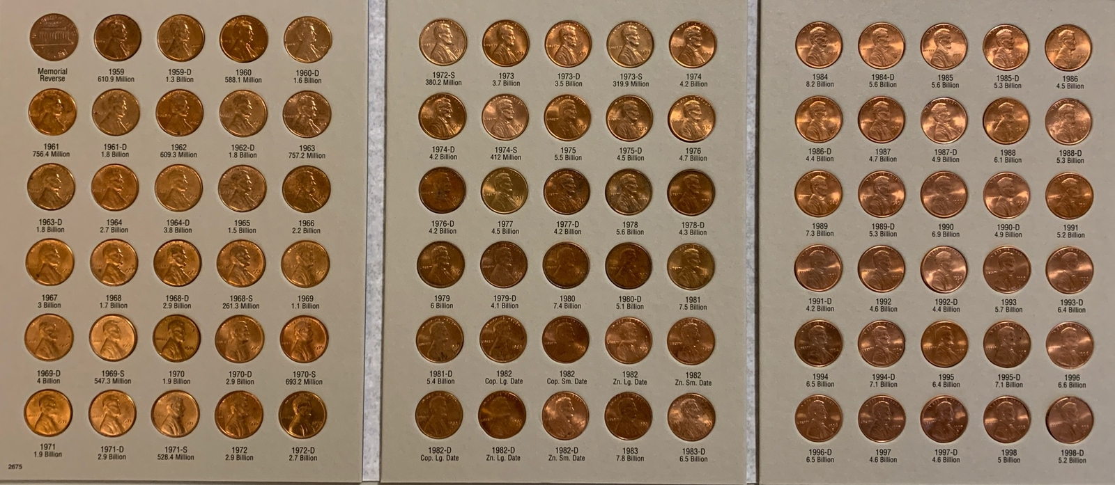 Lincoln Cent Penny Set 1959-1998 PD 89 Coins Choice BU +82 Varieties Harris Fold