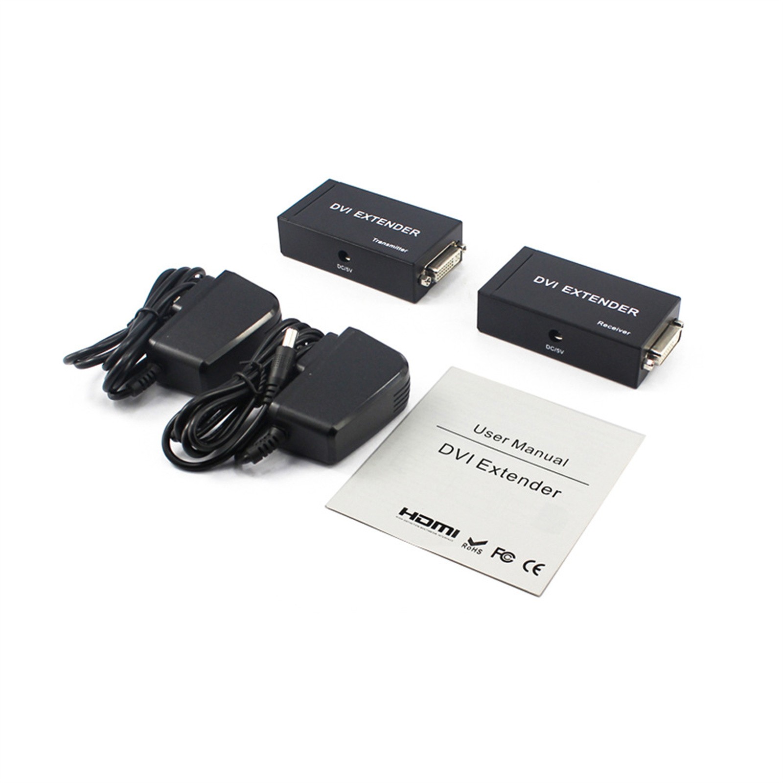 60M DVI Extender Via RJ45 Cable W/ EDID 1080P 3D TO RJ45 Transmitter Receiver