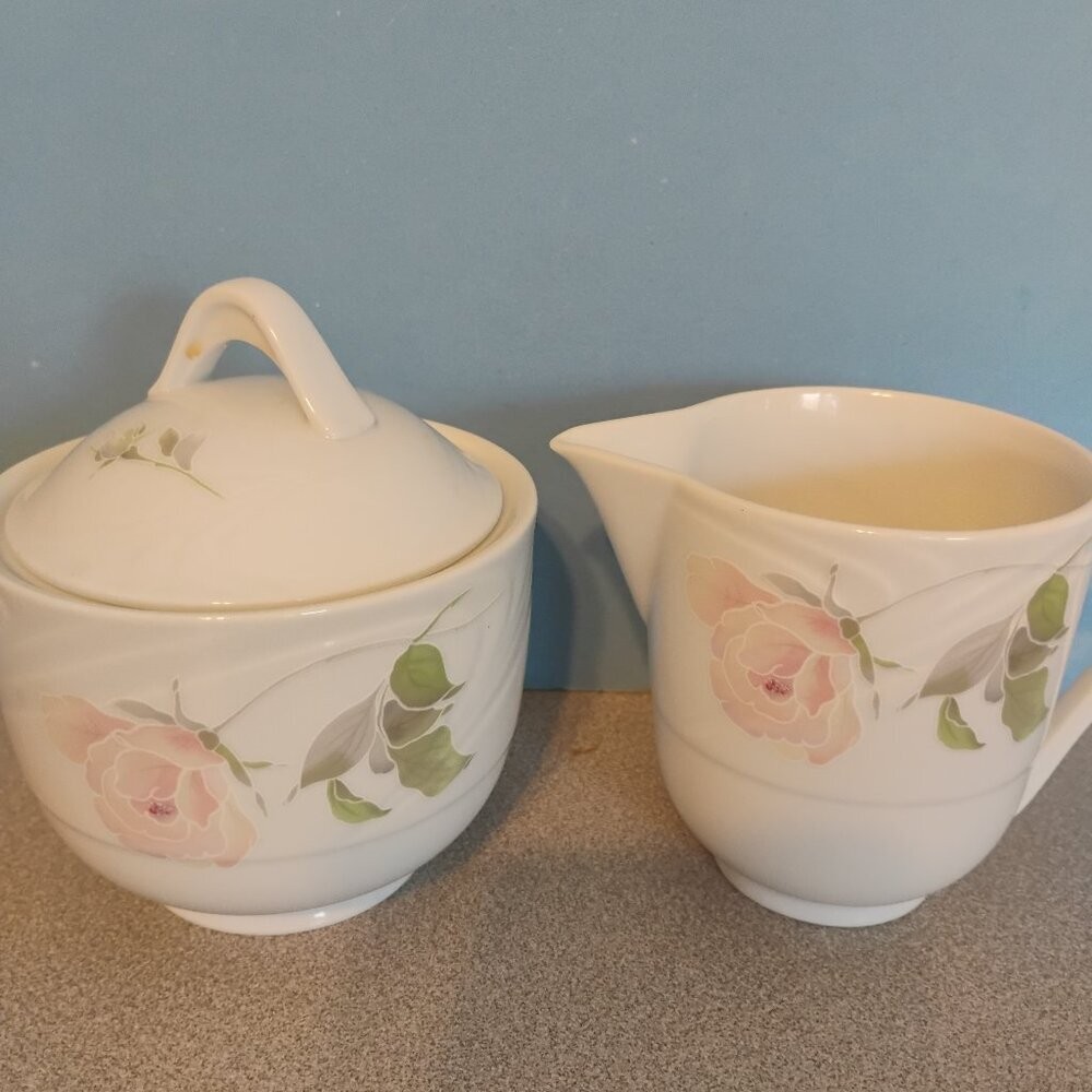 Fine China of Japan Sculpture Rose Pattern  and Creamer Set, Vintage
