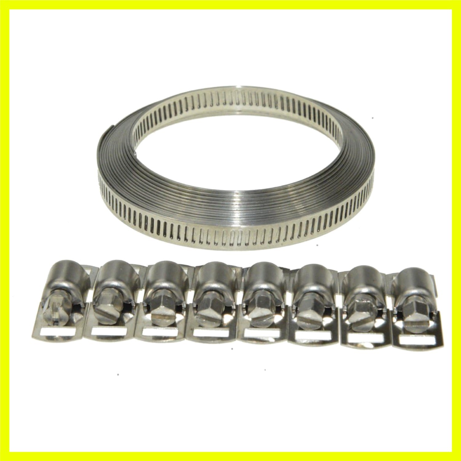 Modern 8mm Hose Clamp Set - Durable, Cut-to-Length Stainless Steel Bands