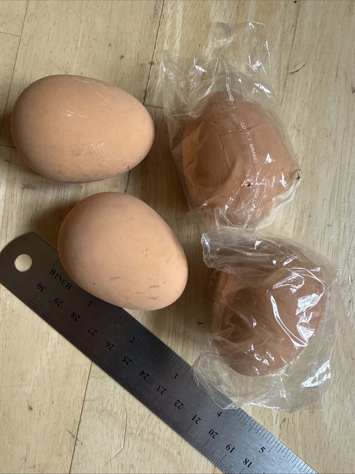 Decoy Fake Rubber Chicken Eggs Lot Of 4 Brown Encourage Laying