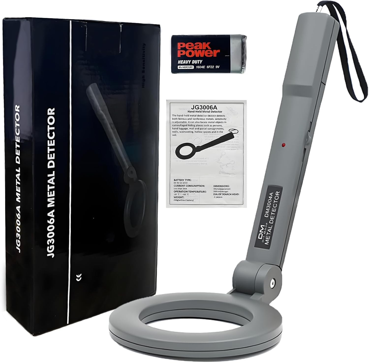 Foldable Metal Detector with 180° Rotating Probe, Built-in Sensor, ABS Outdoor