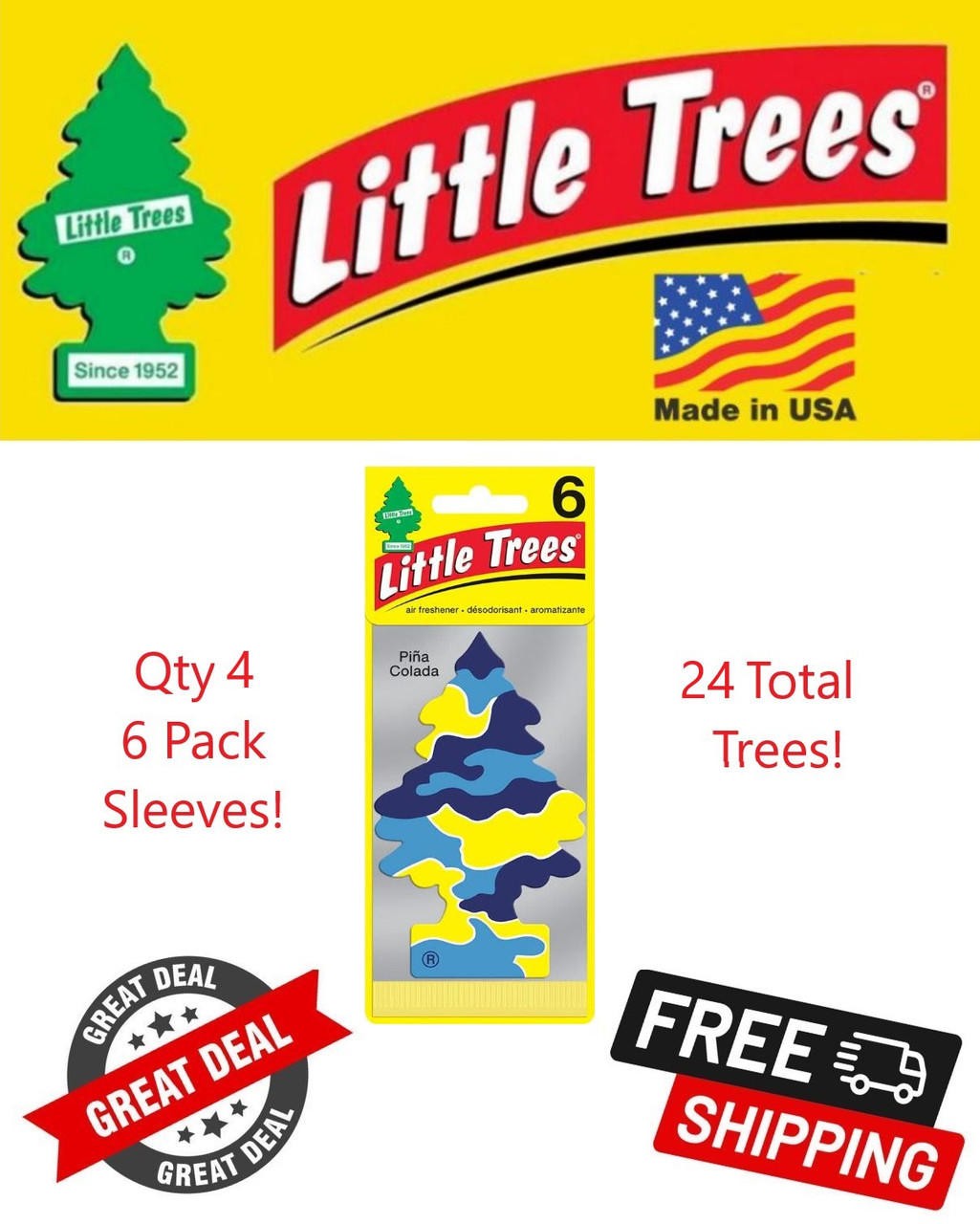 Little Trees 60967 Pina Colada Hanging Air Freshener for Car & Home 24 Pack!