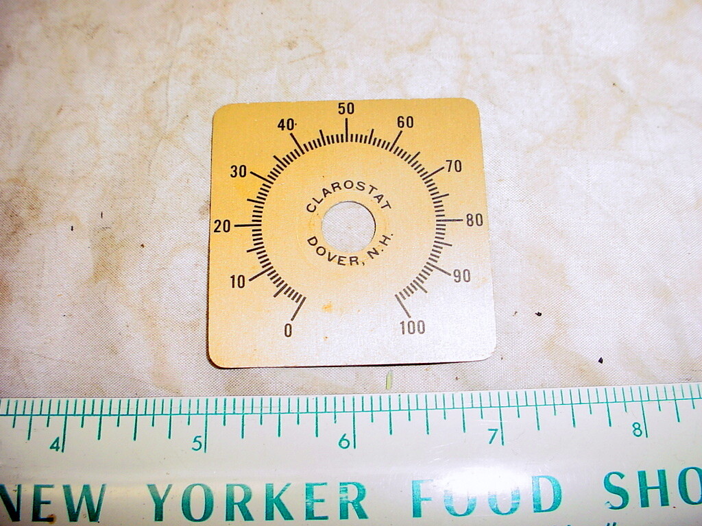 Vintage Clarostat Potentiometer Dial Nameplate 0-100 Gold or Black