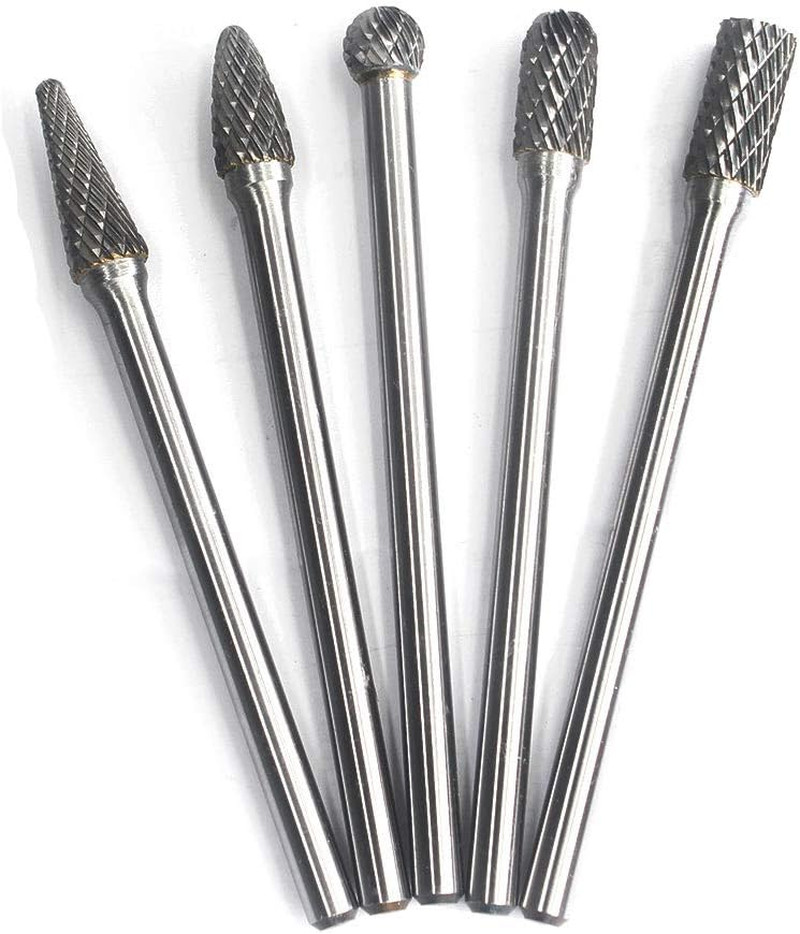 Carbide Burrs Set - 5Pcs Diameter Extended Long Double Cut Solid Carbide Rotary