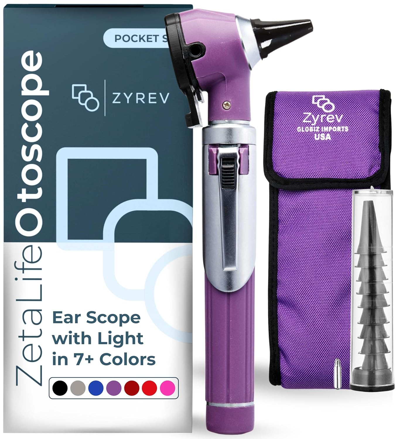 Zetalife Otoscope - Ear Scope with Light, Ear Infection Detector, Pocket Size (P