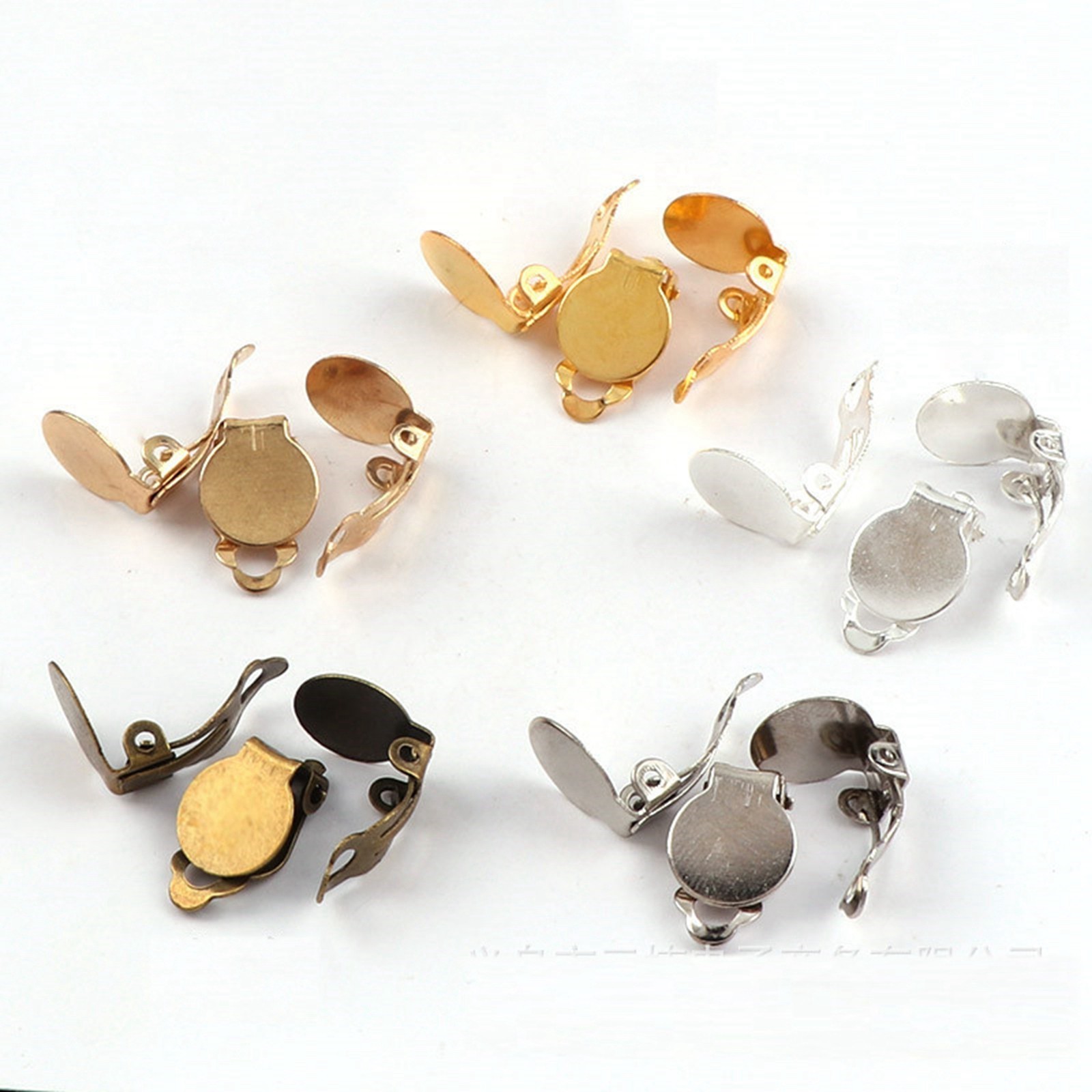 50Pcs Clip On Ear Snap Earring with 10mm Pad Lever Back Jewelry Finding