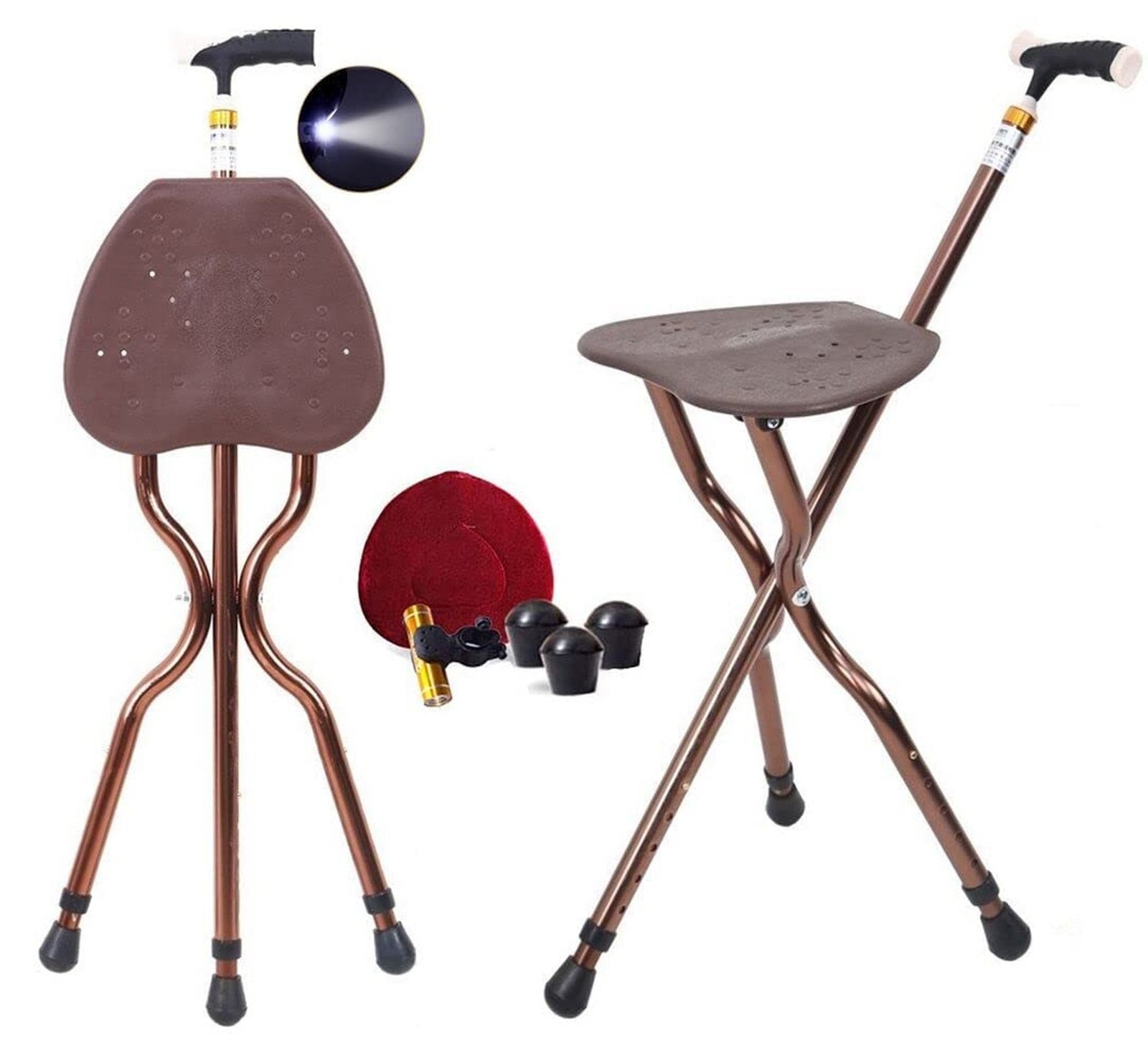 Folding Lightweight Walking Stick Cane with Seat Foldable Golf Chair Cane Sto...
