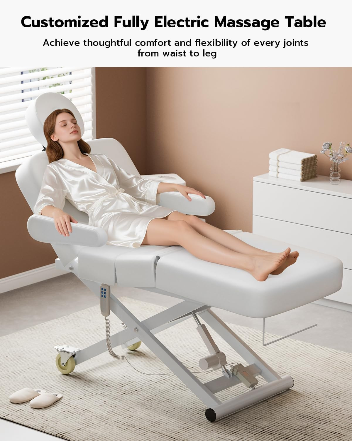 3 Motor Fully Electric Massage Table Professional with Face Cradle, Customized A