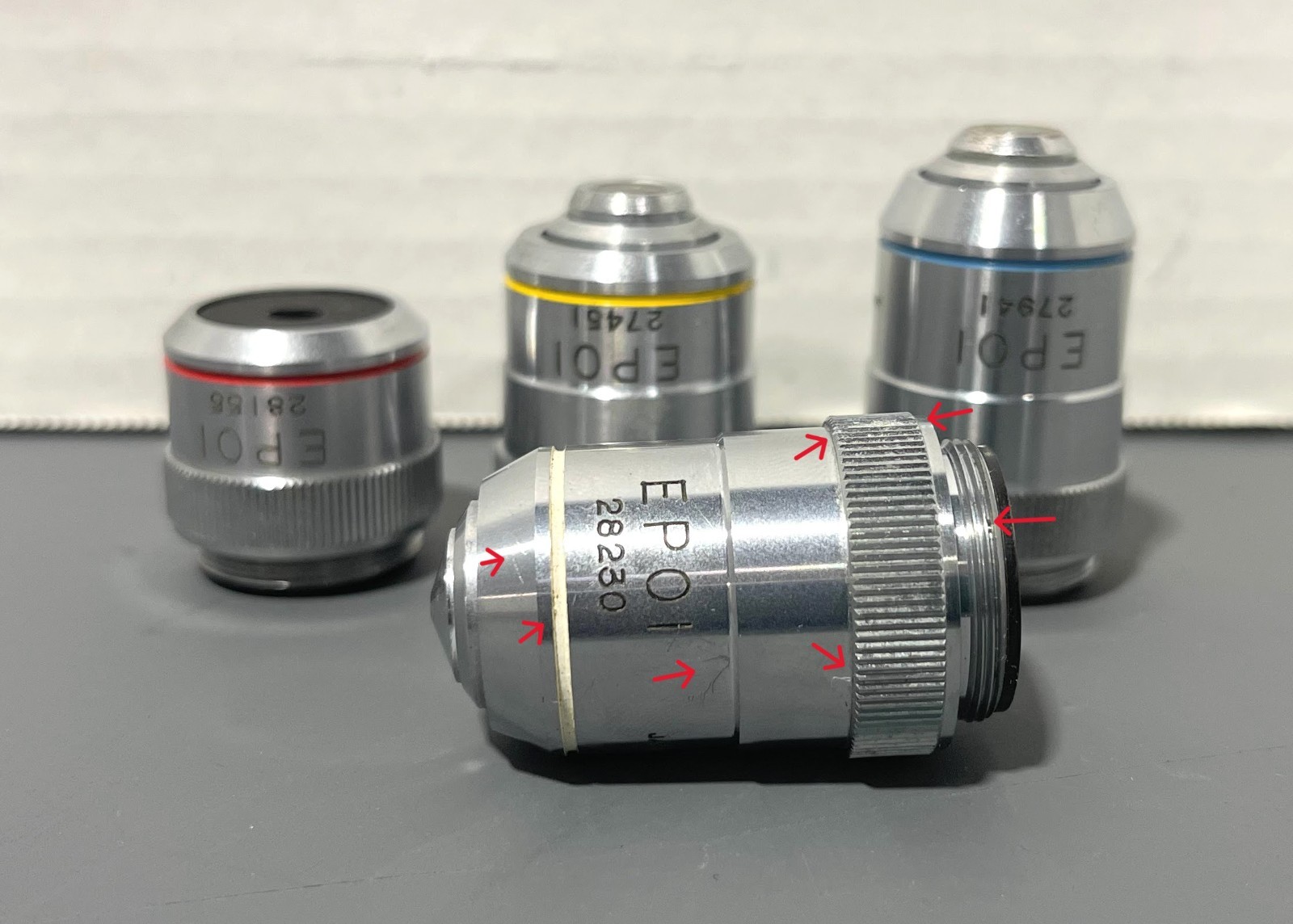 Mixed Lot of EPOI 4/0.13 10/0.25 40/0.65 OiL 100/1.25 Microscope Objectives