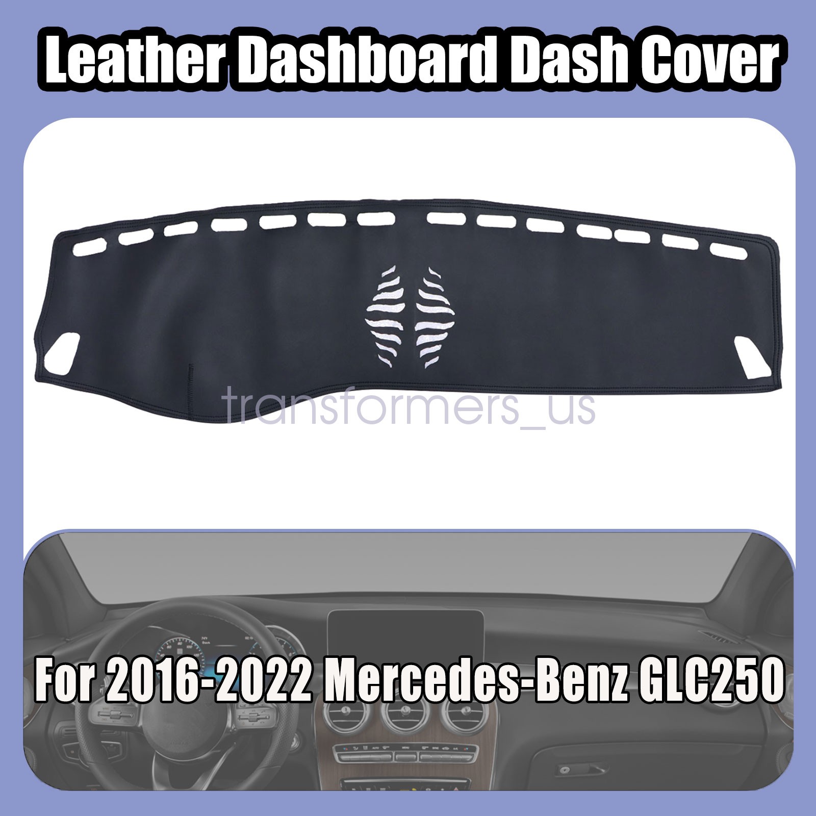 Leather Dashboard Dash Cover Fits 2016-2022 Mercedes-Benz GLC Dashmat Anti-Slip