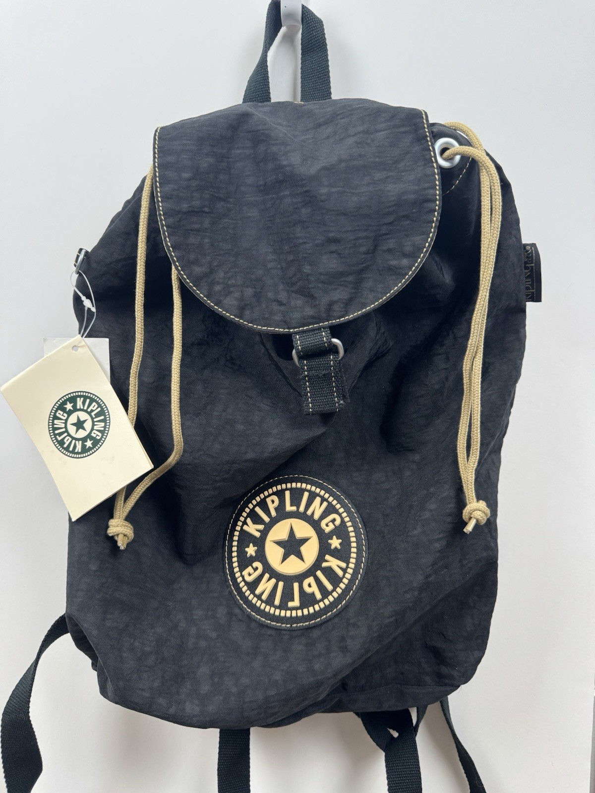 Kipling Backpack Draw String And Waist Strap Black . Logo