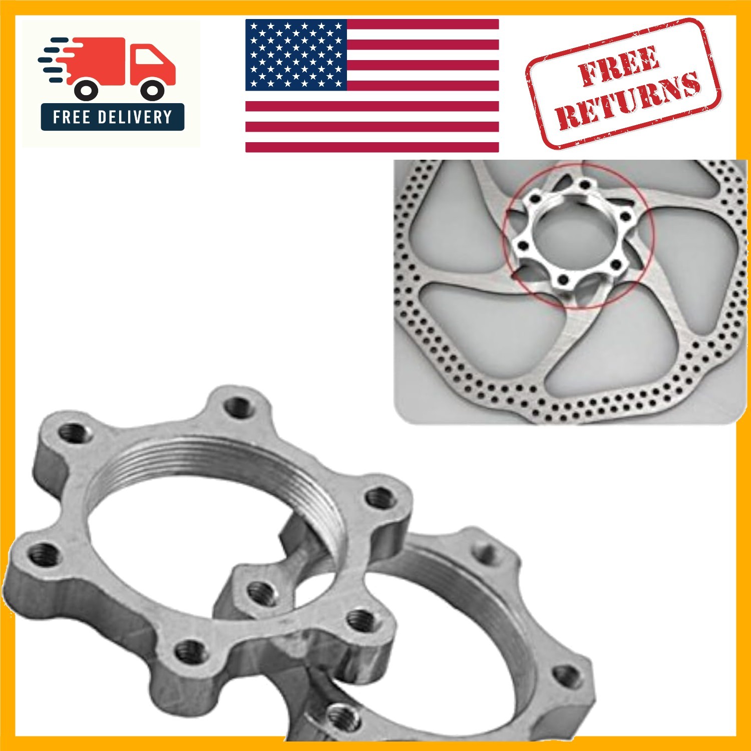 Precision Engineered 44mm Flange Adapters for Bicycle Brake Rotors - Set of 2
