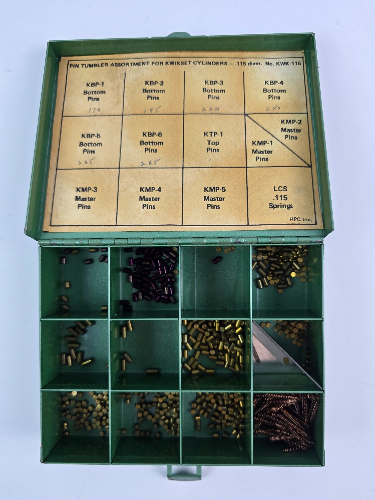 Pin Tumbler Assortment for Kwikset Cylinder .115 Diameter KWK-115 green box