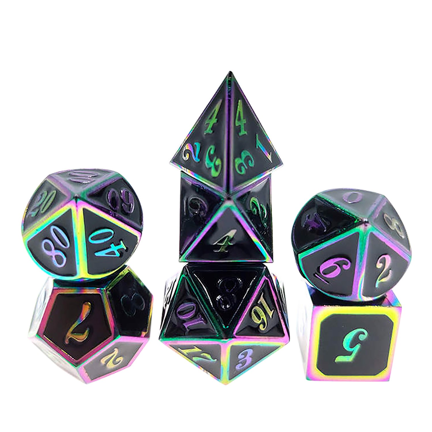 Seven Seas Pirates Dragon Scale Dice Set with Display Box - Rainbow Metal