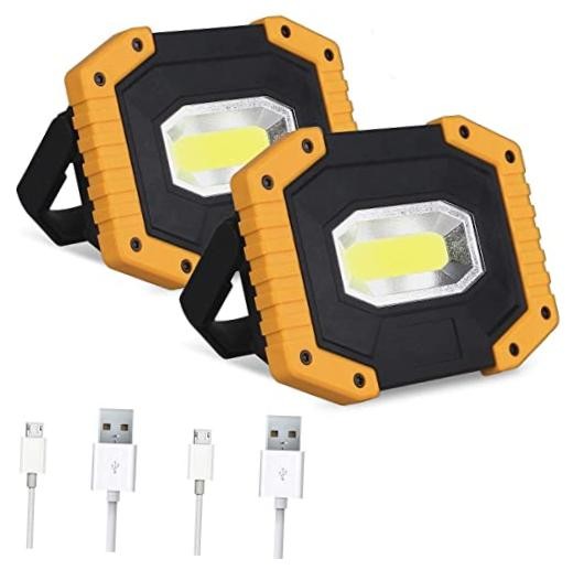2-Pack Rechargeable COB LED Work Lights, Portable Flood Light | 2000LM