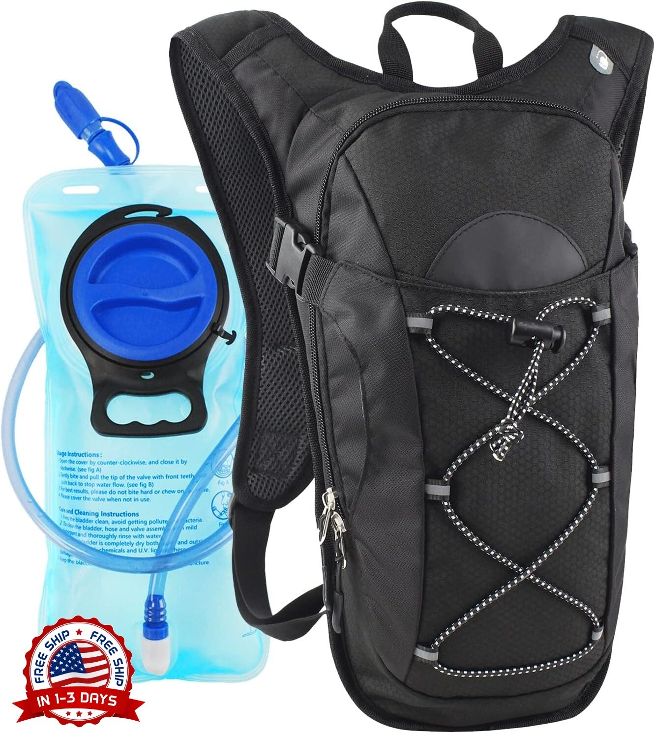 Mochila Con Chaleco De Hidratación De 2L Para Carreras De Maratón Negro Nuevo US