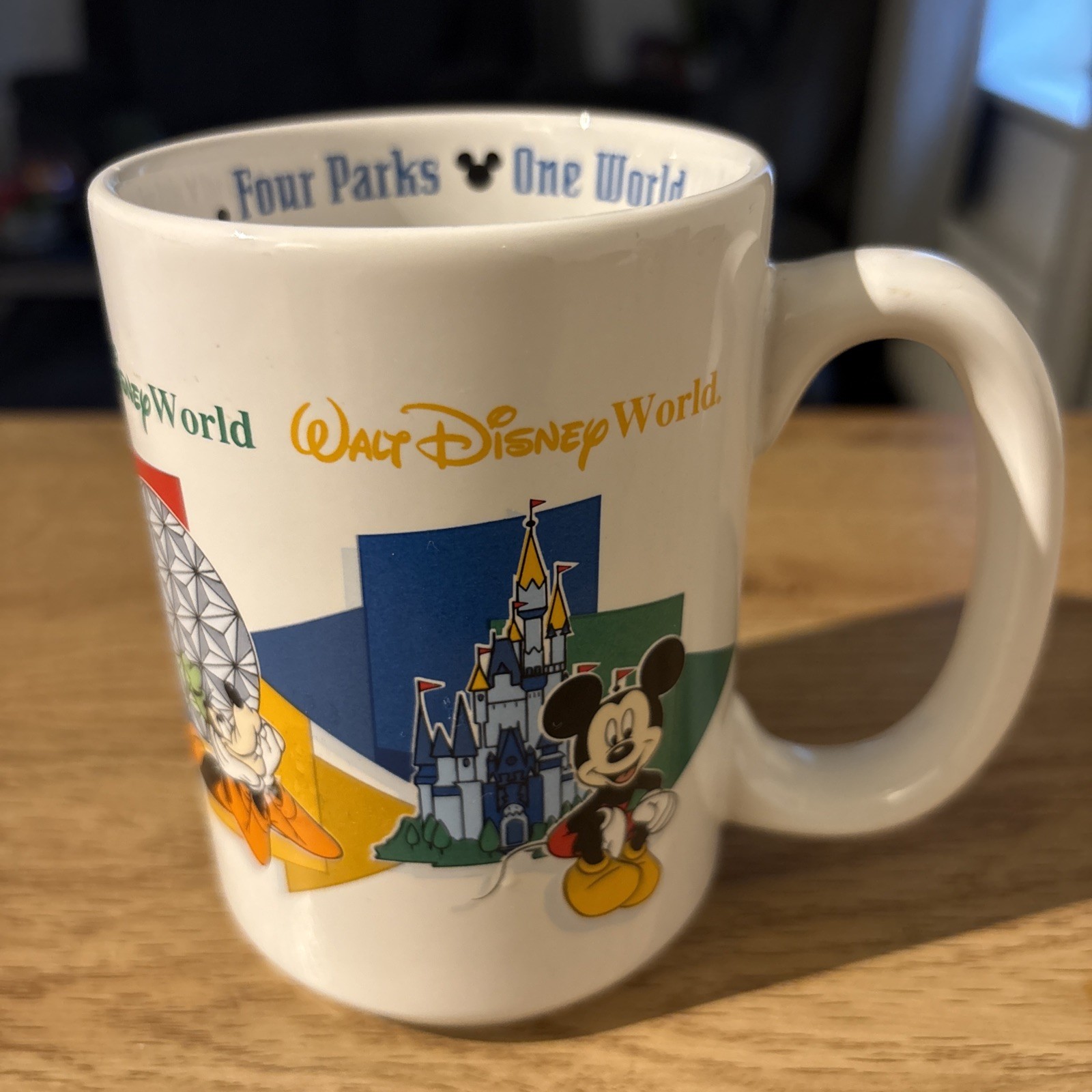 Walt Disney World GRANDPA Coffee Mug 4 Parks White Pluto Daffy Mickey Goofy Vtg
