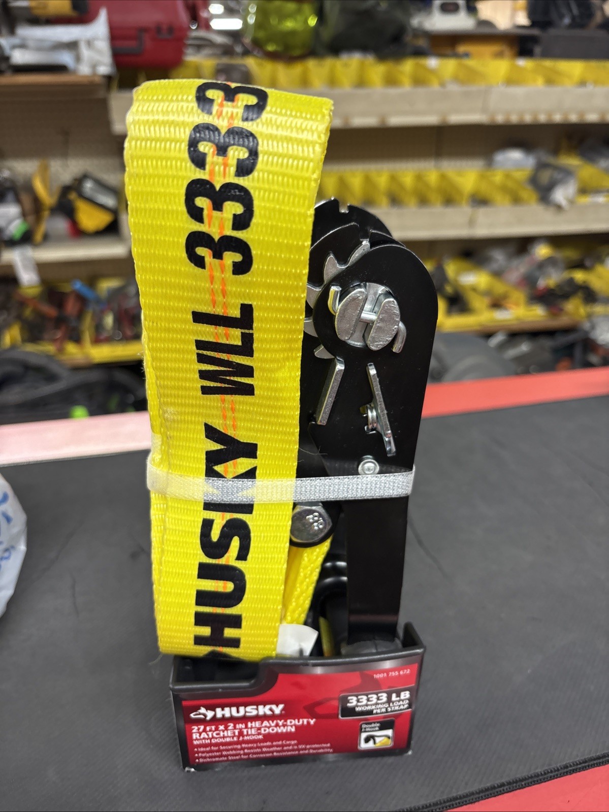 Husky 27 Ft.X 2 in Heavy Duty Ratchet Tie-Down with Double J Hook NEW